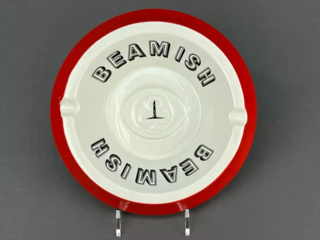 Vtg Barware 7.5" Beamish Round Pub Ashtray Red White Arklow Pottery 1950s 60s