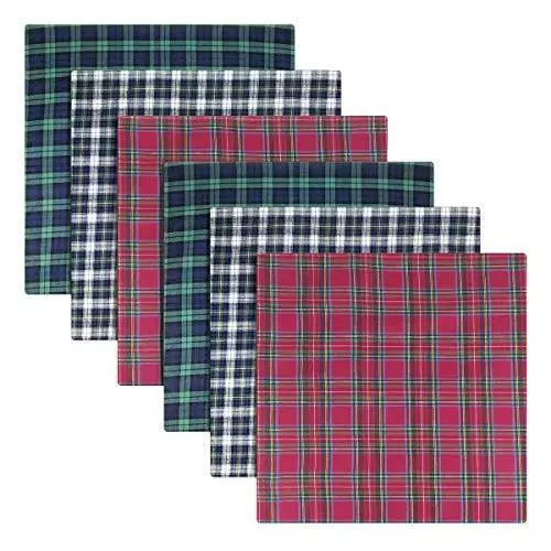 Confezione da 2 fazzoletti da uomo rosso blu verde tartan design di Warwick & Vance