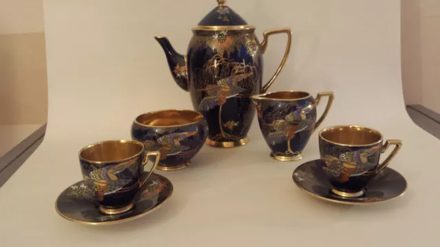 Beautiful Carlton Lustre Ware part coffee set 'Sketching Bird' Art Deco