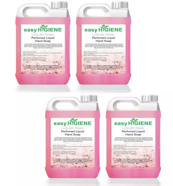 FOUR X 2.5 Litre FLORAL PINK Perfumed Luxury Liquid Pearl Hand Soap 5L Floral