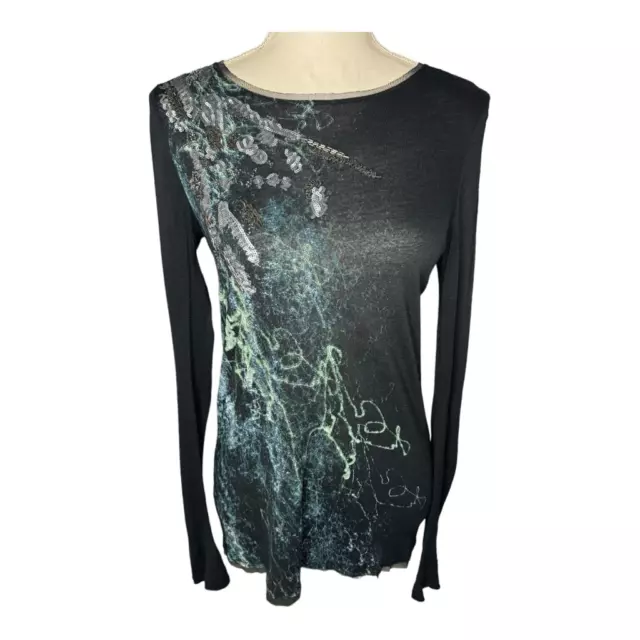 Simply Vera Vera Wang Women’s XS Black Sequin Embellished Long Sleeve Top