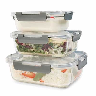 CREST 5 Pezzi,34Oz Set di Contenitori per Alimenti in Vetro con Coperchio, Pranzo Lunch Box Sicuro per Lavastoviglie, per Il Congelatore, per Il Microonde, per Il Forno - Senza BPA 