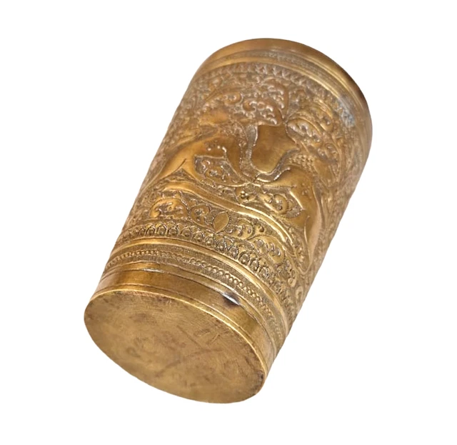 Vintage Old Antique Brass Fine Lion Floral Embossed Victorian Milk / Water Glass 7