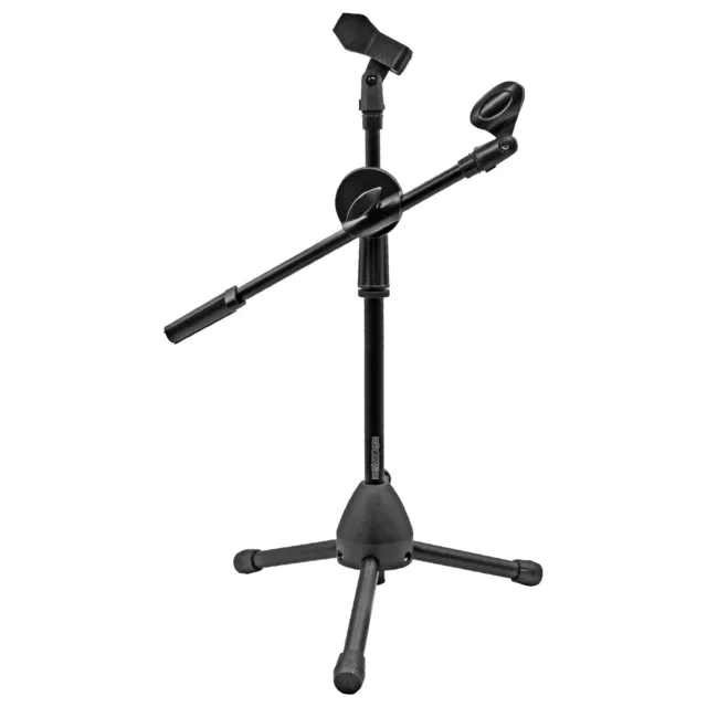 5Core Low-Profile Short Microphone Stand 360 Rotating with Dual Mic Clip Holders