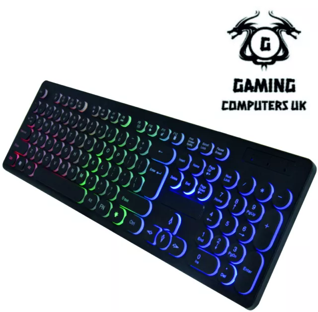 Gaming Keyboard Mouse Backlight Led Rgb Rainbow Colour Usb Wired Pc Ps4 Xbox