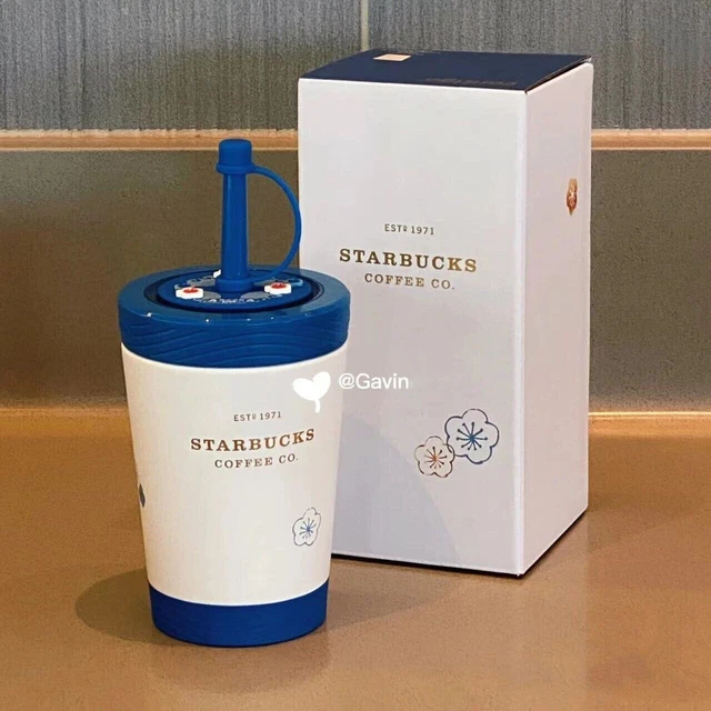 New 2023 China Starbucks+Contigo Blue White 13oz SS Straw Vacuum Cup