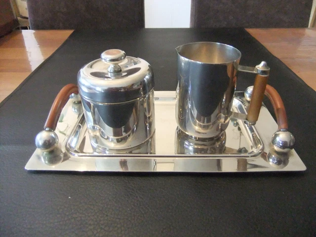 ENSEMBLE POT À Lait et Sucrier Époque Art Nouveau. Décors aux