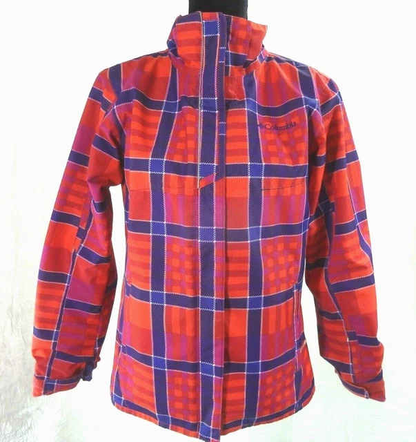 Columbia Orange Purple Plaid Jacket Parka OutGrown OmniTech BugaBoo Girls Large