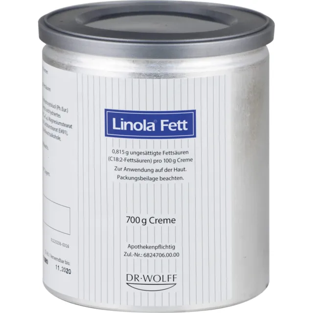 Linola Fett Creme zur Behandlung sehr trockener, rissi, 700 g Creme 1875835