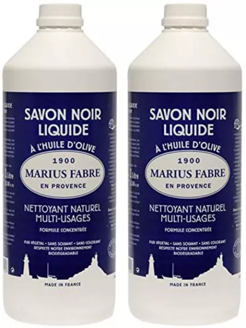 SAVON NOIR LIQUIDE  HUILE d'OLIVE  Nettoyant Naturel lot de 2 - Marius Fabre