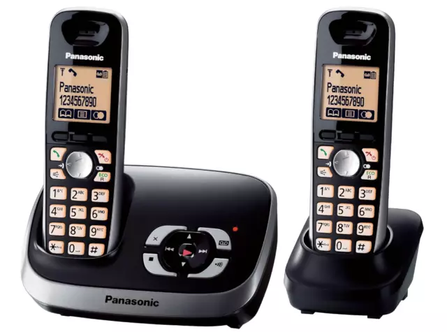 Panasonic KX-TG6522GB schwarz Duo mit Anrufbeantworter gebrauch Zustand sehr gut