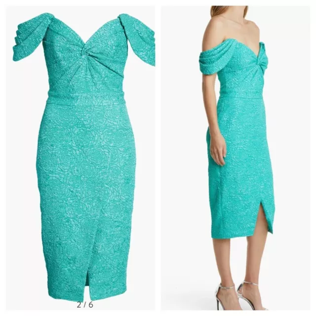 NEW Tadashi Shoji Tulip Off  The Shoulder Cocktail Dress Formal Green Teal  8 3