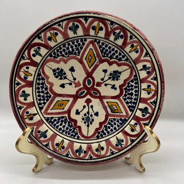 Wheel thrown red clay spanish folkart decorative pottery bowl plate wall hanging Wheel thrown red clay spanish folkart decorative pottery bowl plate wall hanging