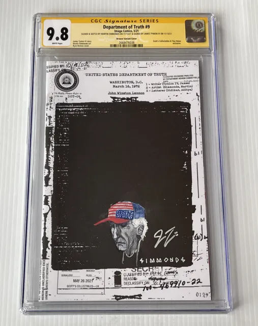 James Tynion Martin Simmonds Signed Sketch Blank Department of Truth #9 CGC 9.8