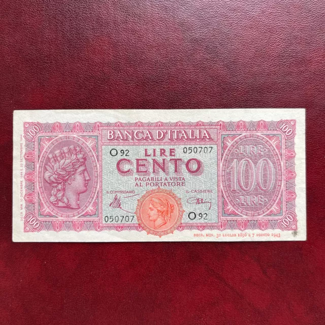 ITALIE Billet 100 Lire 1944 Pick075a 10.12.1944 Série 0.92  Banca D Italia