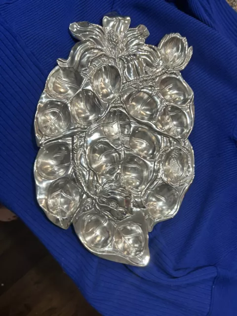 NEW Arthur Court 2004 Aluminum Grape Motif 20 Deviled Egg Holder Serving Tray