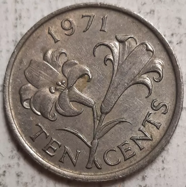 ONE CENT COINS: 1971 Bermuda Ten / 10 Cents Coin