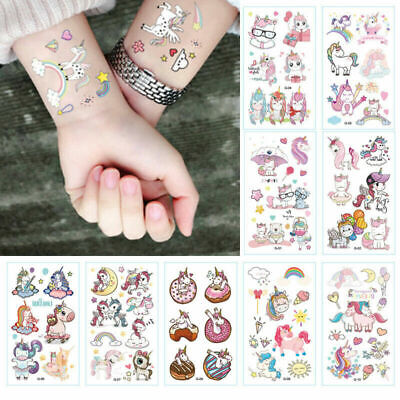 Qpout Tatuaggi temporanei per bambini tatuaggi glitterati unicorno per compleanno bambini ragazze bambini accessori per feste goodie bag stuffers riempitivi per feste costume di halloween 98 pezzi 