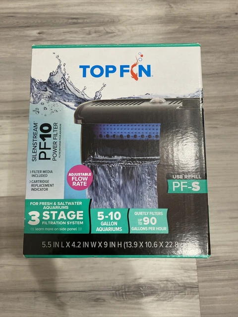 Top Fin Silentstream PF10 Power Filter 5-10 gallon Aquarium