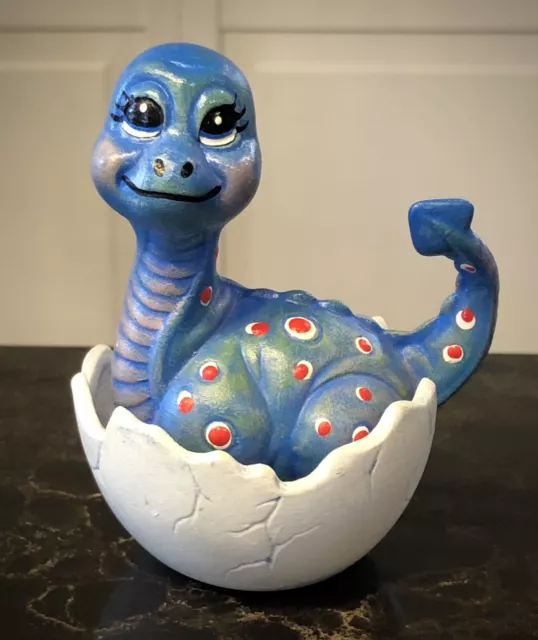 Dragon Figurine Baby Hatchling In Egg Statue Ceramic Hand Painted