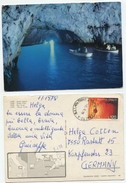 22657 - Capri - Blaue Grotte - Grotta Azzurra - Ansichtskarte, gelaufen 2.1.1978