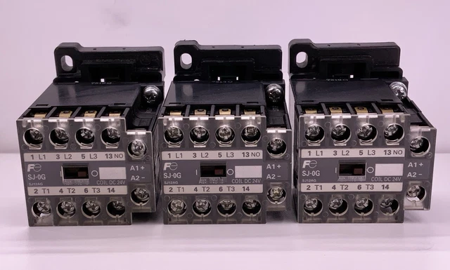 (LOT OF 3) FUJI ELECTRIC SJ-0G MAGNETIC CONTACTOR SJ12AG With Rail Mounts
