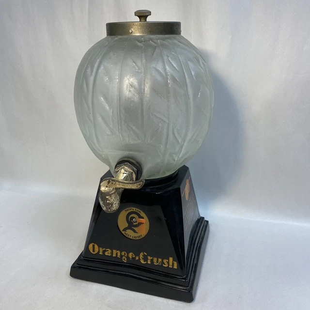 Nice!!! Original Vtg Art Deco "Orange Crush" Soda Fountain Syrup Dispenser Glass