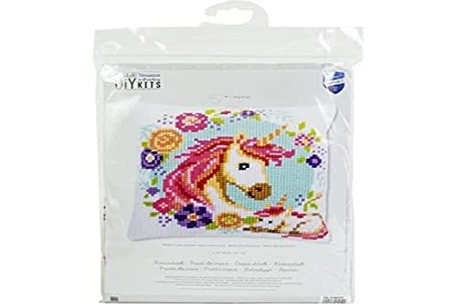Vervaco Cross Stitch Embroidery Kits Pillow Front for Self-Embroidery with Em...
