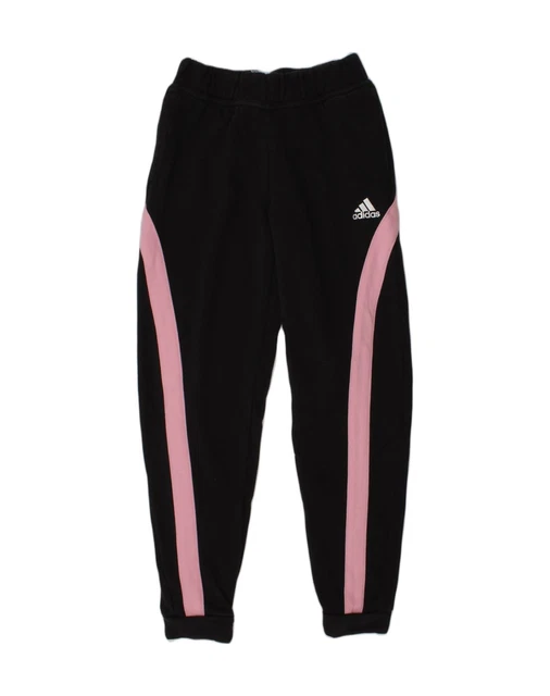 ADIDAS Girls Tracksuit Trousers Joggers 11-12 Years Black Colourblock AI10