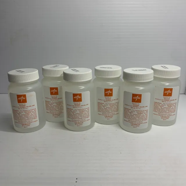 Lote de 6 Medline RDI 30296 estéril 0,9% solución salina normal USP 100 ml/3,4 oz tamaño de viaje