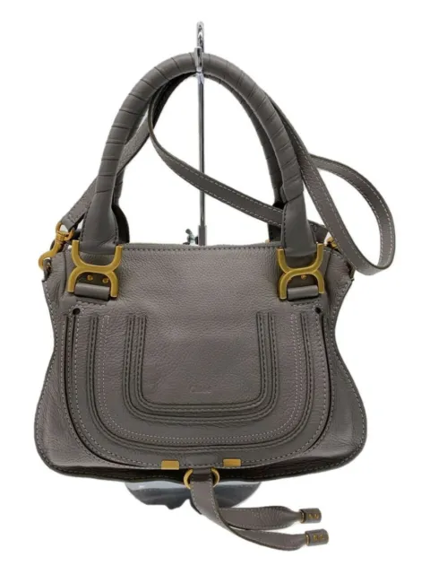 Chloe Marcie 2Way Shoulder Bag Handbag Leather Gray Used