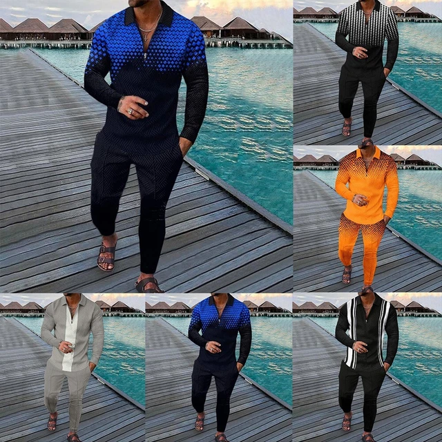 Abiti sportivi alla moda da uomo 2 pezzi tuta casual maglietta e pantaloni