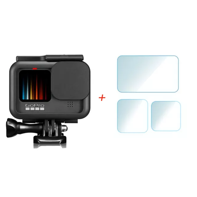 Plastic Frame Protective Shell Cover Case+Tempered Glass For Gopro Hero 9 Camera