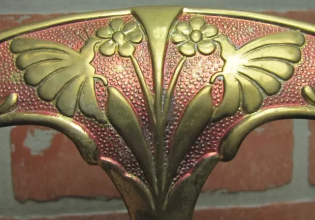 Antique Bronze Art Nouveau Hanger Hook Bracket Butterfly Flower ornate brass wsh