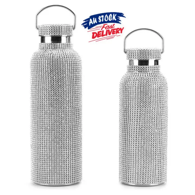 750ml Bling Rhinestone Stainless Steel Thermos/Water Bottle with Handle & Chain