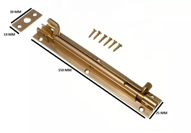 Door Barrel Slide Bolt Cranked Offset 150MM 6 Inch Brass With Screws Pack Of 100