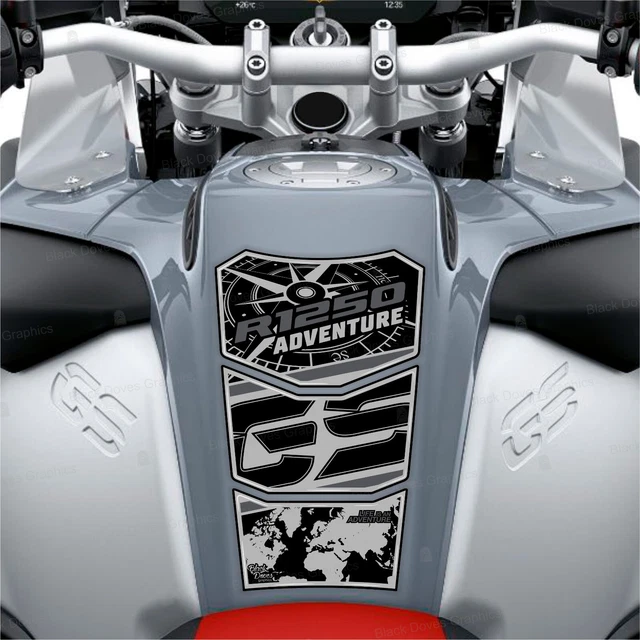 Lot 2 Autocollants Flancs Réservoir BMW R 1200 GS Adventure 2006-2013 Noir Mat