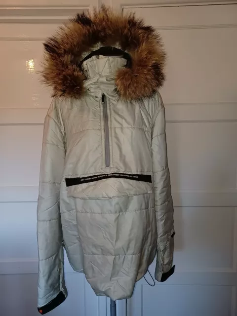 Vintage Ellesse Skilehrer Skijacke Top mit Echtfellkragen L/XL