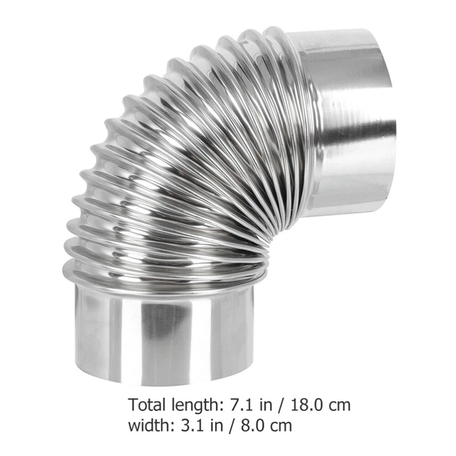 Curva Doppia Per Tubo Fumario Ø 120 Mm – Ricambio Grigio 20 Mm – Lunghezza 275 Mm
