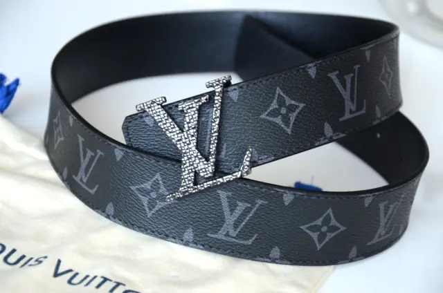 Louis Vuitton canvas belt reversible belt black Plastic ref.200951