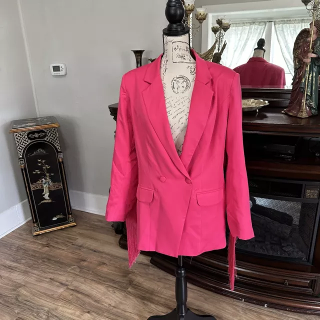 Nasty Gal Hot Pink Fringed Blazer  US 10, EUR 42 And UK 14