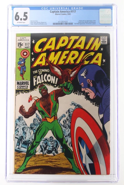 Captain America #117 - Marvel 1969 CGC 6.5 1st App + Origin of Falcon