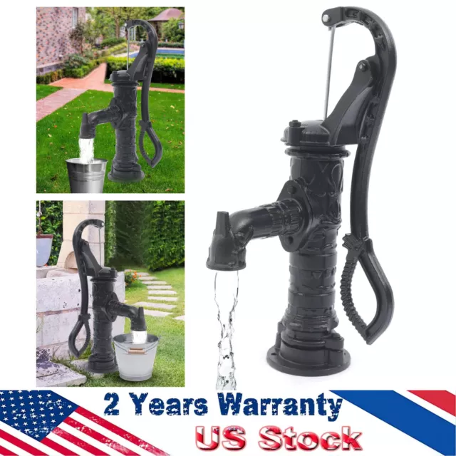 Cast Iron Water Well Hand Pump 26 feet Black Rustic Garden Farmhouse Antique NEW