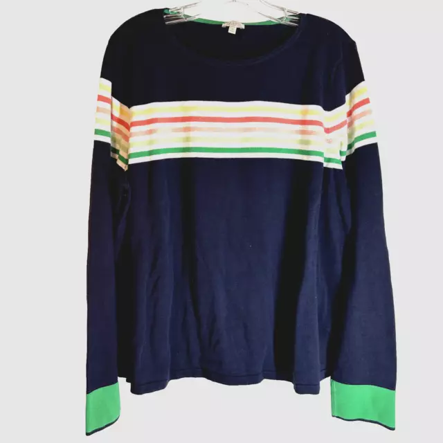 Talbots Womans Plus Size Sweater 3X Navy green rainbow multicolor basic classic