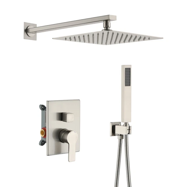 CASAINC 10 inch 2 Function Wall Mount Dual Shower Heads in Brushed Nickel
