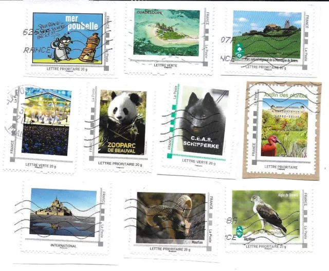 Lot de 10 timbres collectors de France oblitérés