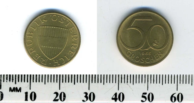 Austria 1965 - 50 Groschen Aluminum-Bronze Coin - Austrian Shield - #2