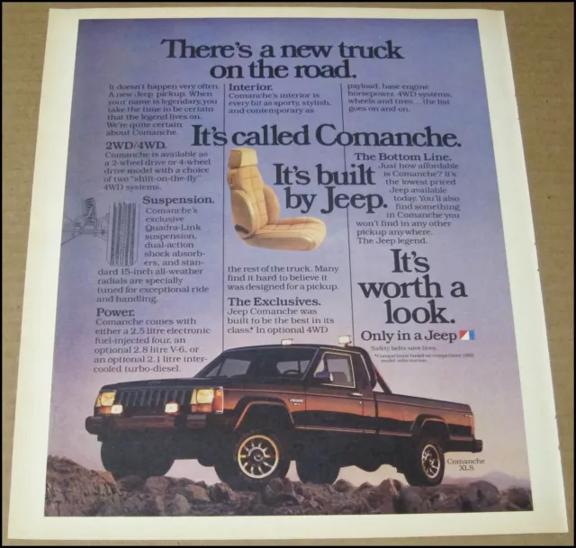 1986 Jeep Comanche Print Ad 1985 Car Truck Automobile Advertisement Vintage