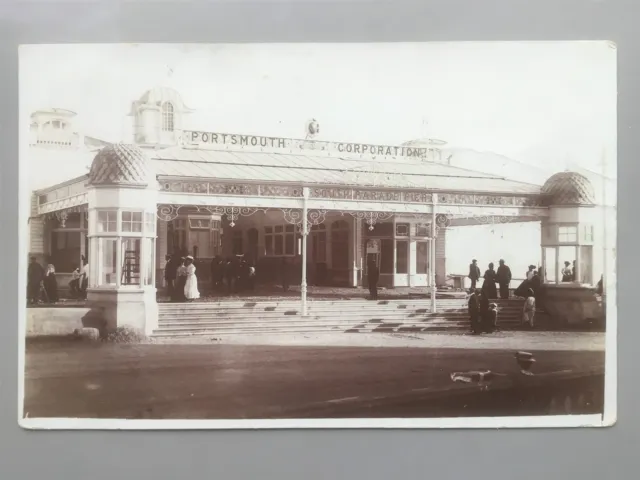 Southsea South Parade nice close up of 'new' pier 1908 RP postcard Portsmouth