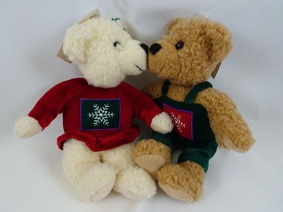Hallmark Plush Kiss Kissing Mistletoe Teddy Bears Magnetic Noses Christmas NWT